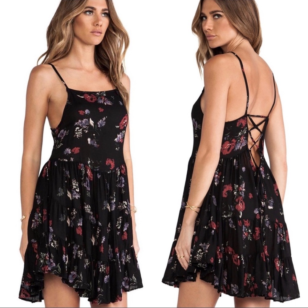 SOLD-Free People Floral Corset Skater Slip Dress - Picture 1 of 8